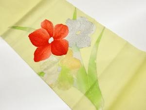 絽花模様織出し開き名古屋帯（額縁仕立て）